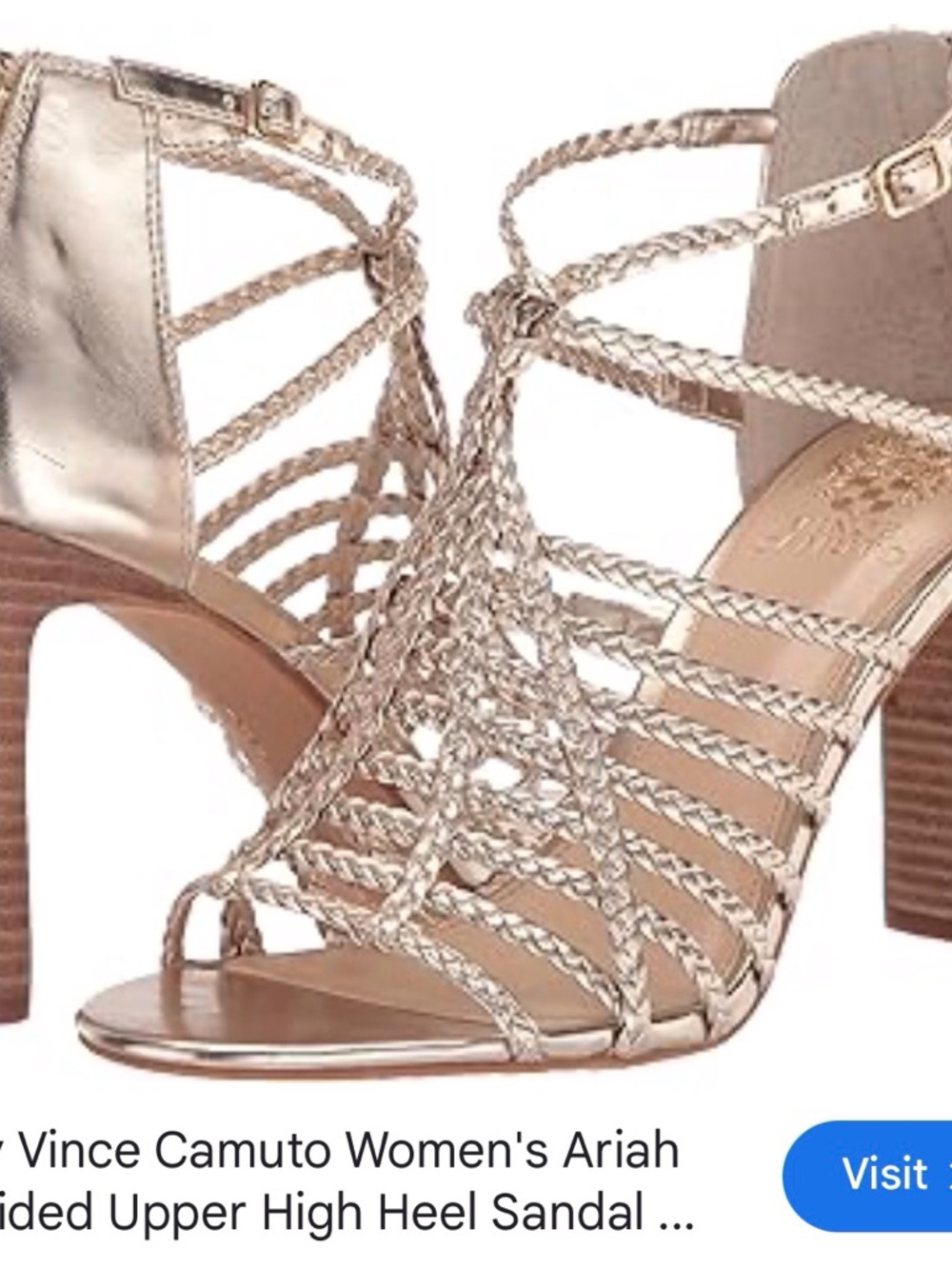 Vince Camuto Braided Strappy High Heel Sandal - Metallic Gold